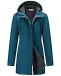 Outdoor Ventures Softshell Jacket Ladies Rain Jacket Functional Rain Coat Windbreaker Waterproof Hiking Jacket Breathable Outdoor Jacket with Hood for Spring Fall Winter Ceramic Blue M