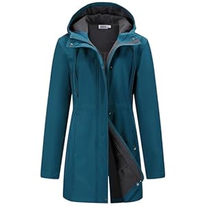 Outdoor Ventures Softshell Jacket Ladies Rain Jacket Functional Rain Coat Windbreaker Waterproof Hiking Jacket Breathable Outdoor Jacket with Hood for Spring Fall Winter