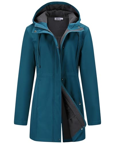 Outdoor Ventures Softshell Jacket Ladies Rain Jacket Functional Rain Coat Windbreaker Waterproof Hiking Jacket Breathable Outdoor Jacket with Hood for Spring Fall Winter