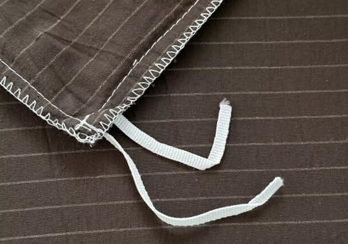 Image of PinkMemory Brown Striped Duvet Cover King White Pinstripe Duvet Cover Bedding Set 100% Washed Cotton Stripes Patterned 3pcs Retro Striped Bedding with Zipper Closure Corner Ties,Soft Breathable