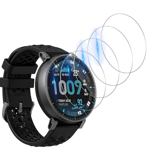 Funrae Protector de Pantalla para Garmin quatix 8 Pro (47 mm) [4 piezas], Cristal Templado Protective Film [No Burbujas] [Anti-Arañazos] HD 9H Vidrio Templado Saver