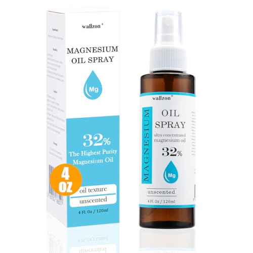 Pure Magnesium Oil Spray High Potent 32% Concentration Better Sleep Muscle Ache and Stress Relief Body Odor Reduction Topical Pure Magnesium Oil Spray for Feet