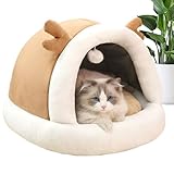 Cat Cave Bed - House Suave y Cubierta de Peluche para Gatitos, Perro pequeño con función Inferior no Deslizante, para salón de Estar de apartamento al Aire Libre Interno, Tela Tibia, Sum