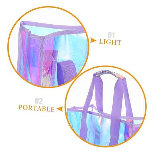 Beaupretty 1set Extra Large Beach Tote Bag for Women Iridescent Organizer Pouch Versatile Travel and Shopping for Beach Trips3