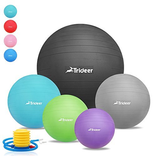 Trideer Exercise Ball (45-85cm) Extra Thick Yoga Ball Chair, Anti-Burst Heavy Duty Stability Ball Supports 2200lbs, Birthing Ball with Quick Pump (Office & Home & Gym) (Turkis New, 85cm)