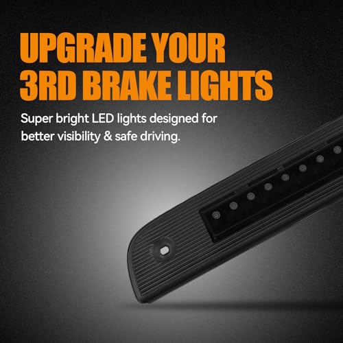 Image of Third 3rd Brake Light LED for 2007-2012 Dodge Nitro, High Mount Rear Brake Lights Assembly for 07-12 Dodge Nitro, Waterproof Center Cab Lamp Stop Light (Black)