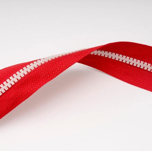 Cremalleras for coser 15 20 25 30 35cm 3# cremallera de resina de extremo cerrado dientes blancos cinta roja for DIY cartera mochila zapatos