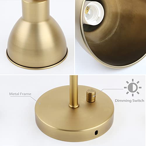 Image of Yosoan Set of 2 Antique Vanity Reading Wall Sconce with On Off Switch | Brass Vintage Industrial with 340 Degree Angle Wall Mount Lamp 5.7 inch Bowl Metal Shade Bedside Bunk