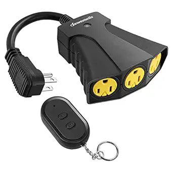 Outdoor Wireless Remote Control Outlet Kit, Weatherproof Electrical Plug in Light Switch, 3 Grounded Outlets, 15 AMP Heavy Duty, 100 Feet RF Signal, UL Listed