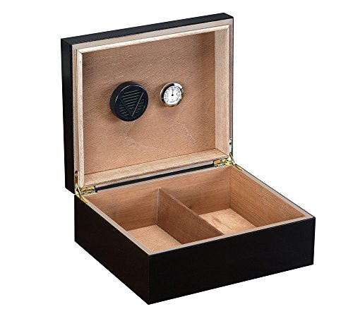 Prestige Import Group Chalet Desktop Cigar Humidor With Hygrometer And Humidifier - Stores Up To 50 - Color: Black #TOP3