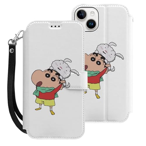 クレヨンしんちゃん iPhone15Plus用ケース 手帳型 スマホケース アイホン15Plus用 財布型カバー カードポケット スタンド機能 誕生日ギフト 人気 男女兼用