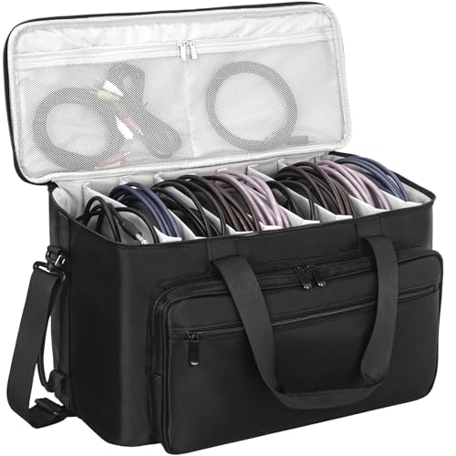 AKOZLIN Large Travel Gig Band Cable File Bag With Detachable Dividers,DJ Cord Organizer Case for Laptop,DJ Gear,Sound Instrument and Musician Accessories