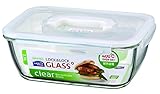 LOCK & LOCK Ovenglass Airtight Heat Resistant Glass Rectangular Food Storage Container with Handle 98.06-oz / 12.25-cup