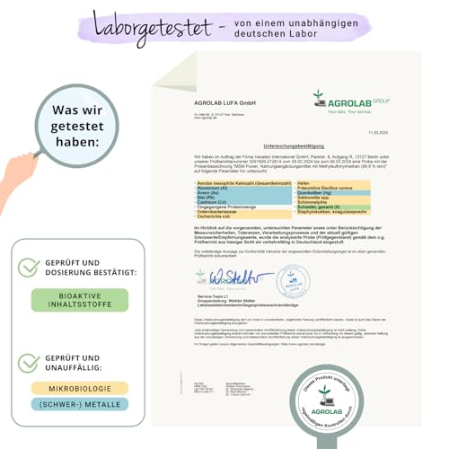 MSM Pulver 1000 g Vegavero | 99,9% rein | Deutsche Produktion | Methylsulfonylmethan | Organischer Schwefel | Kristallin | Laborgeprüft & Ohne Zusätze | Vegan