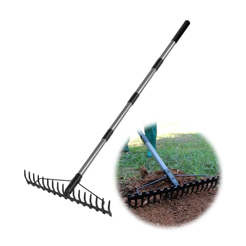 Walensee Heavy Duty Dual-Sided Bow Rake, 63' Stainless Steel Handle, Heat-Treated Manganese Steel...