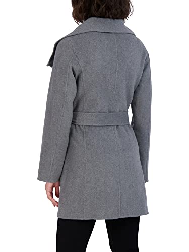 Image of TAHARI Women's Double-faced Luxury Soft Wool Blend Peacoat- Wrap Wool Coat With Removable Belt