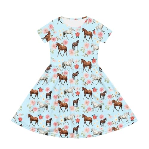 Image of Short Sleeve Dress for Girls with Pockets Cute Toddler Girl Clothes Summer 2-12