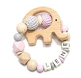 Greifling Beißring mit Namen Mädchen Junge Holz Elefant