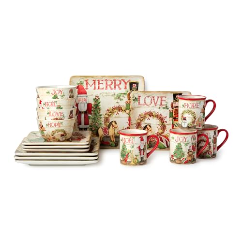 Nutcracker Parade Christmas 16 pc Dinnerware Set, Service for 4