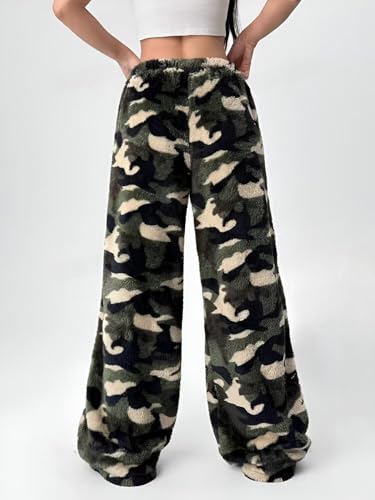 Image of Leopard Pants Women Therian Fuzzy Pajama Pants Y2k Cheetah Pants Grunge High Waisted Fluffy Pants