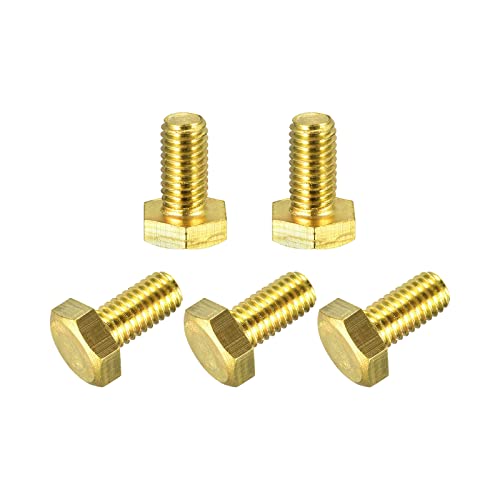 Image of uxcell Brass Hex Bolts, M8x16mm 5pcs Fully Thread Grade 4.8 Solid Brass Hexagon Head Bolt Machine Screws for Machinery