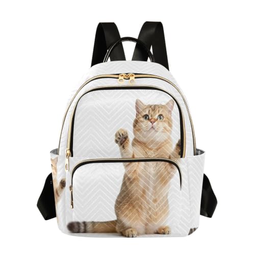 Sac à dos chat tigré à 2 grandes poches pour femme en polyester doux