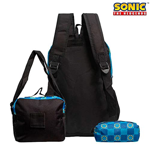 Kit Mochila Sonic Infantil de Costas + Lancheira + Estojo