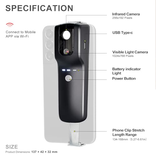 Image of BTMETER Thermal Imaging Camera, 256x192 IR Resolution with WiFi for Android & iOS, Home /Industrial Infrared Camera for HVAC, Electrical & Automotive Inspection (-4F to 1022F) BT-951A