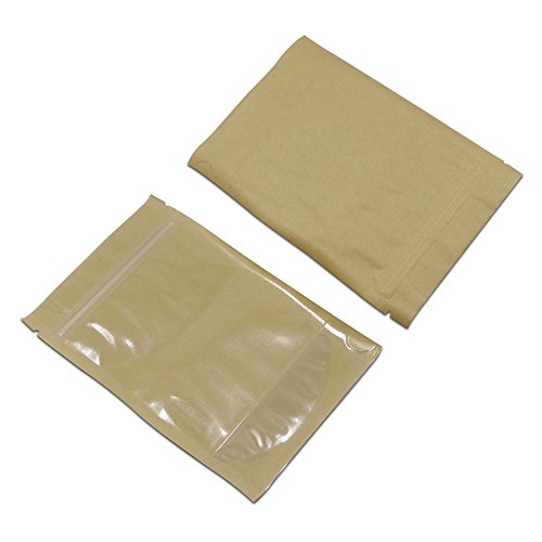 50 bolsas de plástico transparente Fornt marrón reutilizables de 16x24cm para comida 5