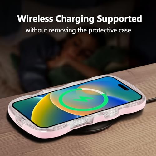 Coque silicone iPhone 16 Pro transparent design épuré vagues