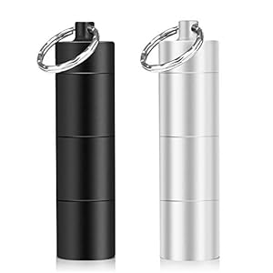 Opret 2 stuks pillendoos sleutelhangers waterdicht met 3 deelbare vakken, kleine tablettdoos voor onderweg, pillendoos klein