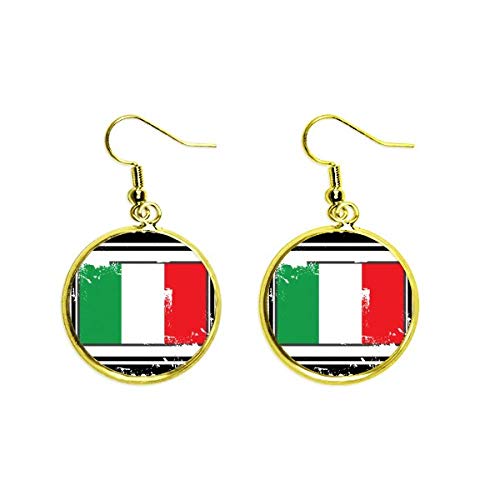 Pendientes de Italia rectangulares en gota dorada de bisutería fina para mujer