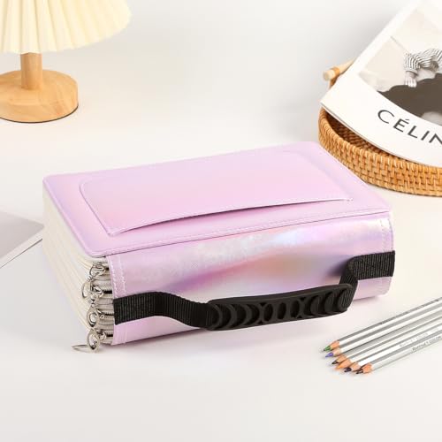 Image of 200 Slots Colored Pencil Organizer - Waterproof Deluxe PU Leather Pencil Case Holder for Watercolor Pens or Markers, Portable Travel Art Supplies Organizer