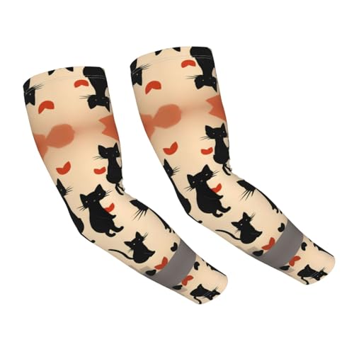 Molti Viola Rosa Cranio Adulto di Seta di Ghiaccio Manicotti Braccio Bianco Maniche di Raffreddamento Foro, Happy Walking Kitty, taglia unica