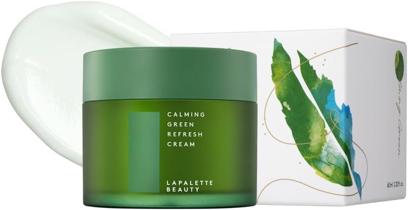 [ Beauty] Calming Green Refresh Cream, Hydrating for trouble and sensitive skin Vegan, 60ml / 2.02 fl. oz.