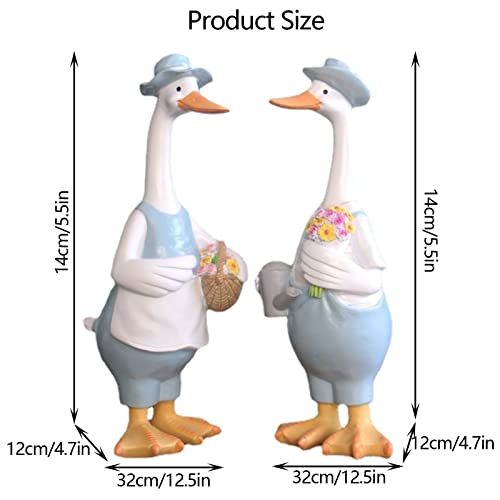 Garden Ornaments Outdoor Statues Decorations, Artificial Duck Garden Sculpture, Realistic Resin Duck Animal Figurines for Patio Home Art Decor a Pair