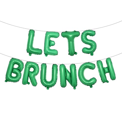 Image of Lets Brunch Decoration Brunch and Bubbly Bridal Shower Decoration Lets Brunch Sign Banner Floral Bridal Shower Decoration (LETS BRUNCH Green)