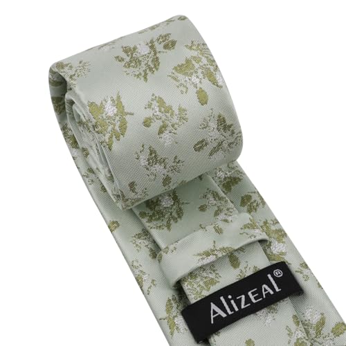 Image of Alizeal Mens 3.15'' Light Color Rustic Tie Handkerchief | with Flower Printed Handkerchief for Wedding Business Daily Wear