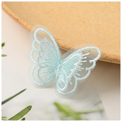 Wisafory 10 piezas de encaje de tul mariposa apliques bordados parches de tela de encaje parches mariposas apliques accesorios para la ropa DIY bolsa accesorios para el pelo verde
