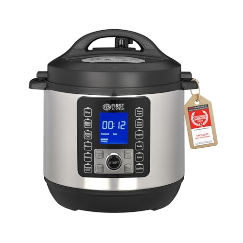 TZS First Austria - Autocuiseur électrique 6L, 12 programmes automatiques - Multicuiseur 1000W pour riz, vapeur, mijotage et cuisson sous pression