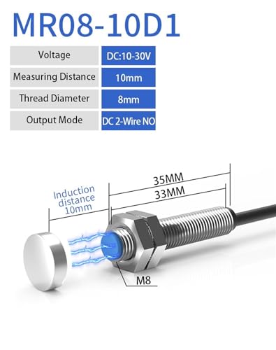 Sensor magnético de efecto Hall LG08A3 M8 con salida DC de 2 cables normalmente abierto 3