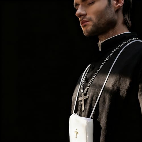 Image of Leather Communion Burse for Pyx, Catholic Pyx Case with Strap for Communion Host Priests Deacons Gifts