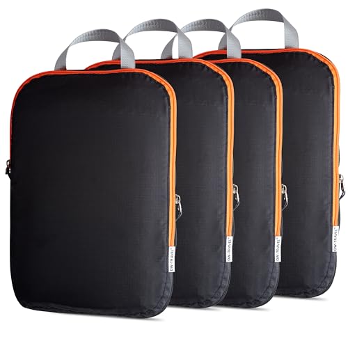 OW-Travel Facile à Organiser Organisateur Compressible pour Valises. 4 Grands (Noire) Rangement Valise Organisateur pour Sac de Voyage, Sac à Dos, Bagage....