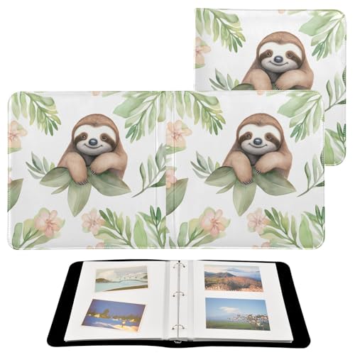 Álbum de fotos adhesivo DIY Scrapbook con diseño de bosque y perezoso, tapa de cuero PU, 3 anillas, 40 páginas, 11.8 x 11.2 pulgadas miniatura 2