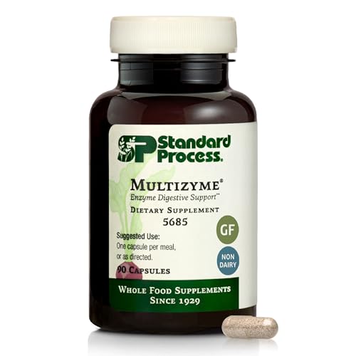 Standard Process Multizyme - Whole Food Pancreas Support, Pancreatin Digestive Enzymes, Digestive Health and Pancreatic Enzymes with Cellulase, Papain, Amylase, Lipase and More - 90 Capsules