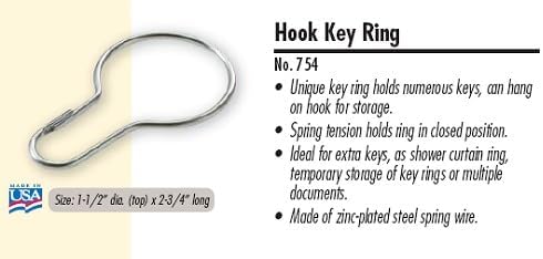 75400 Hook Key Ring, 100/Box