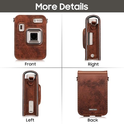 Funda Premium para Fujifilm Instax Mini LiPlay+ en Cuero Vegano Marrón miniatura 7