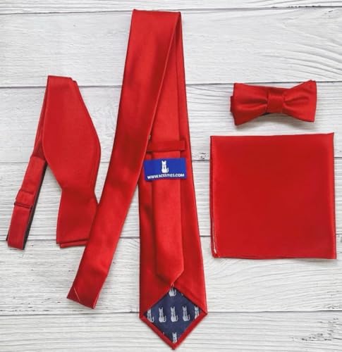 Image of KissTies 6PCS Satin Pocket Square Plain Color Handkerchief Gift Set