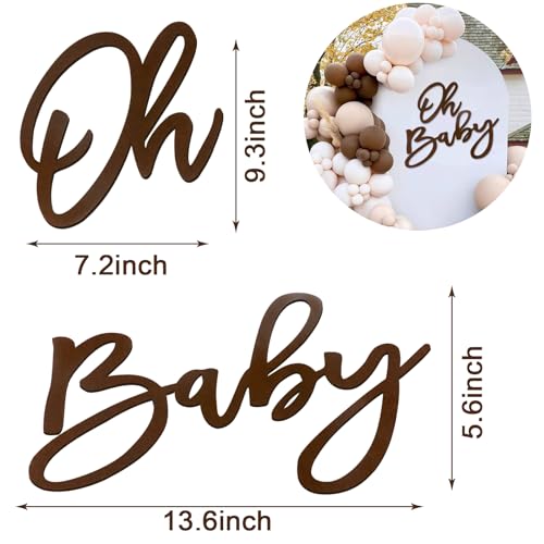Image of Oh Baby Sign for Backdrop - Felt Baby Shower Sign Balloon Arch Decor Oh Baby Letters Banner for Boy Girl Baby Shower Gender Reveal 1st Birthday Party - Brown