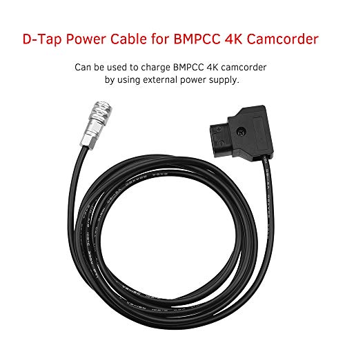 Docooler Andoer D-Tap para BMPCC 4K Cabo de alimentação de travamento de 2 pinos para Blackmagic Poc